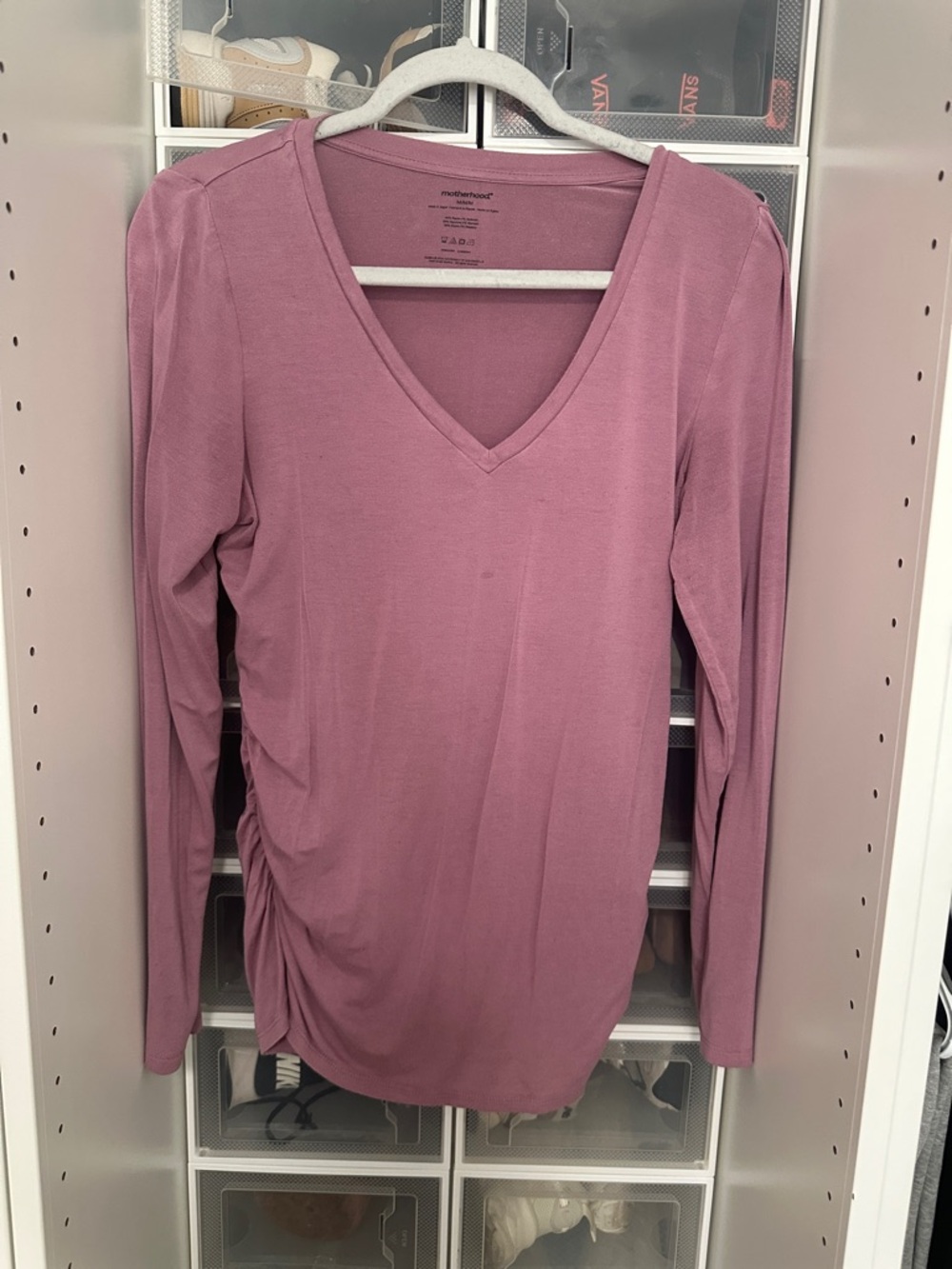 Pack of four long-sleeve maternity shirts.  Lightweight and super comfortable